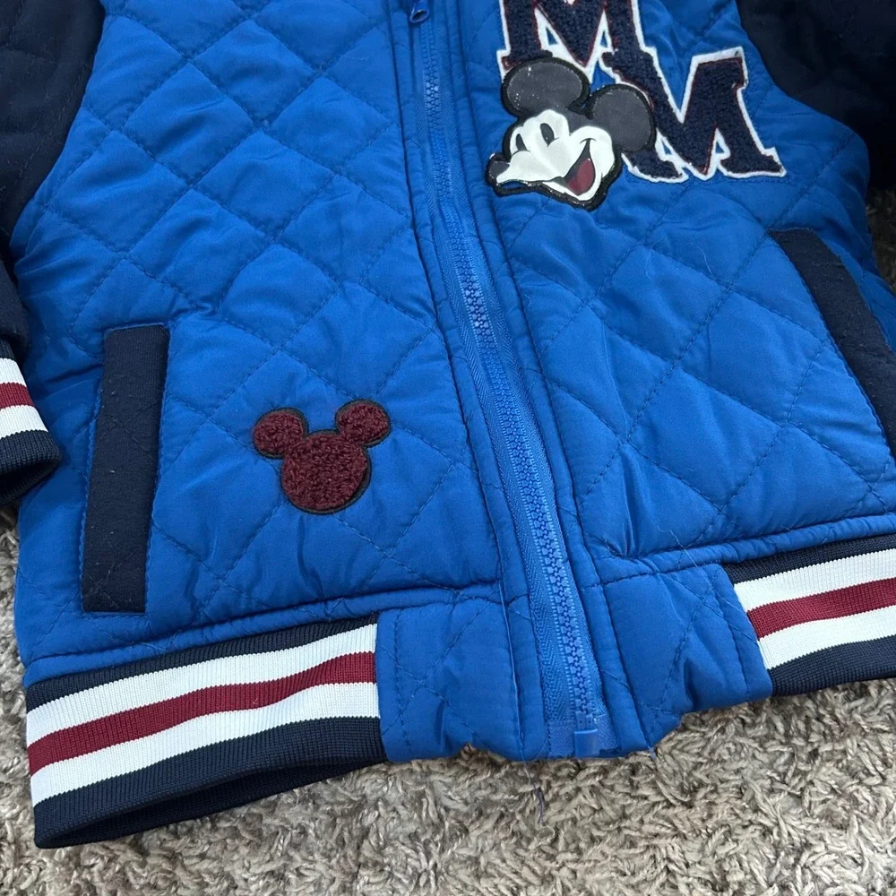 Disney Junior Mickey Mouse Toddler Bomber Jacket Quilted‎ Blue 2T